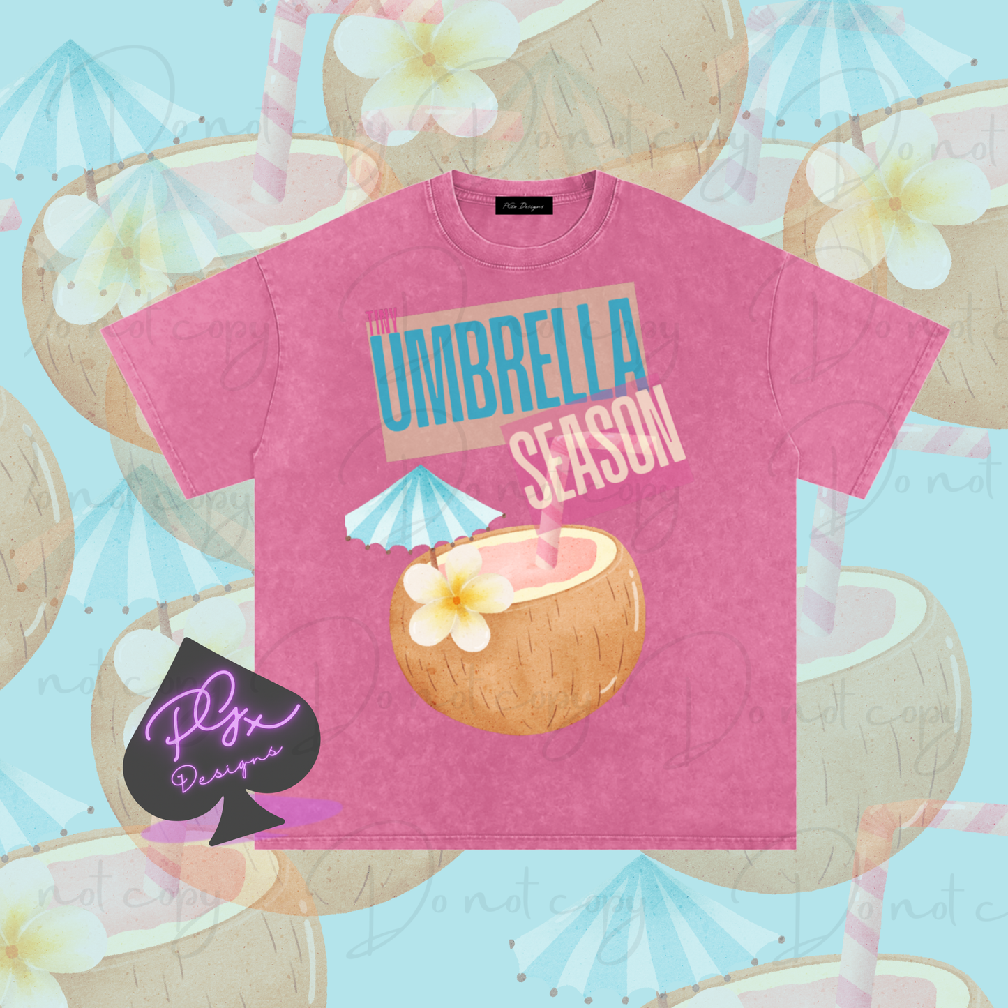 Tiny Umbrella Season Snow Washed Oversized Cotton Tee