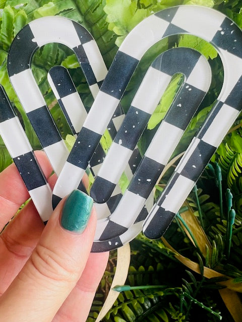 BLACK CHECK BALL JUMBO PAPERCLIPS/ BOOKMARK