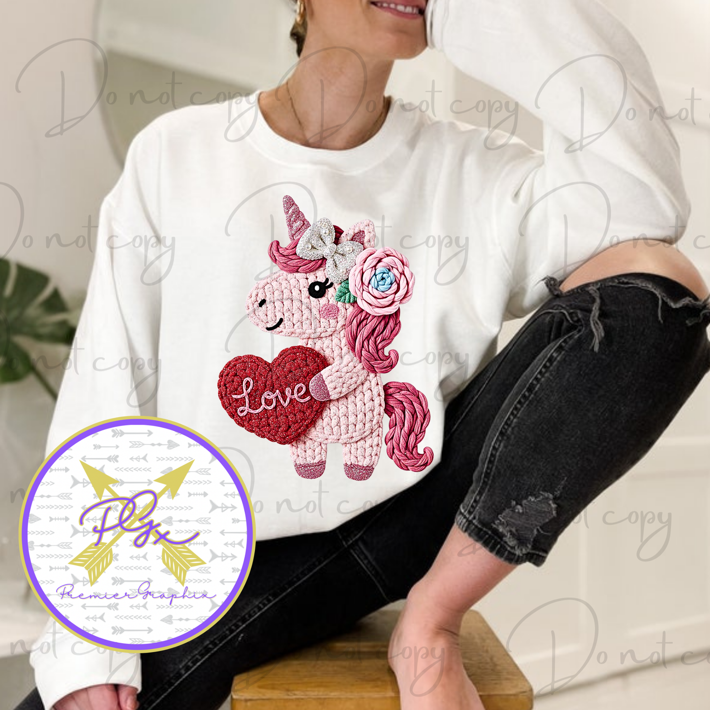 Unicorn Faux Yarn Valentine