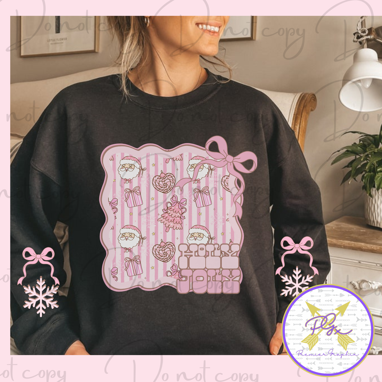 Pink Santa Holly Jolly Double Sleeve Download