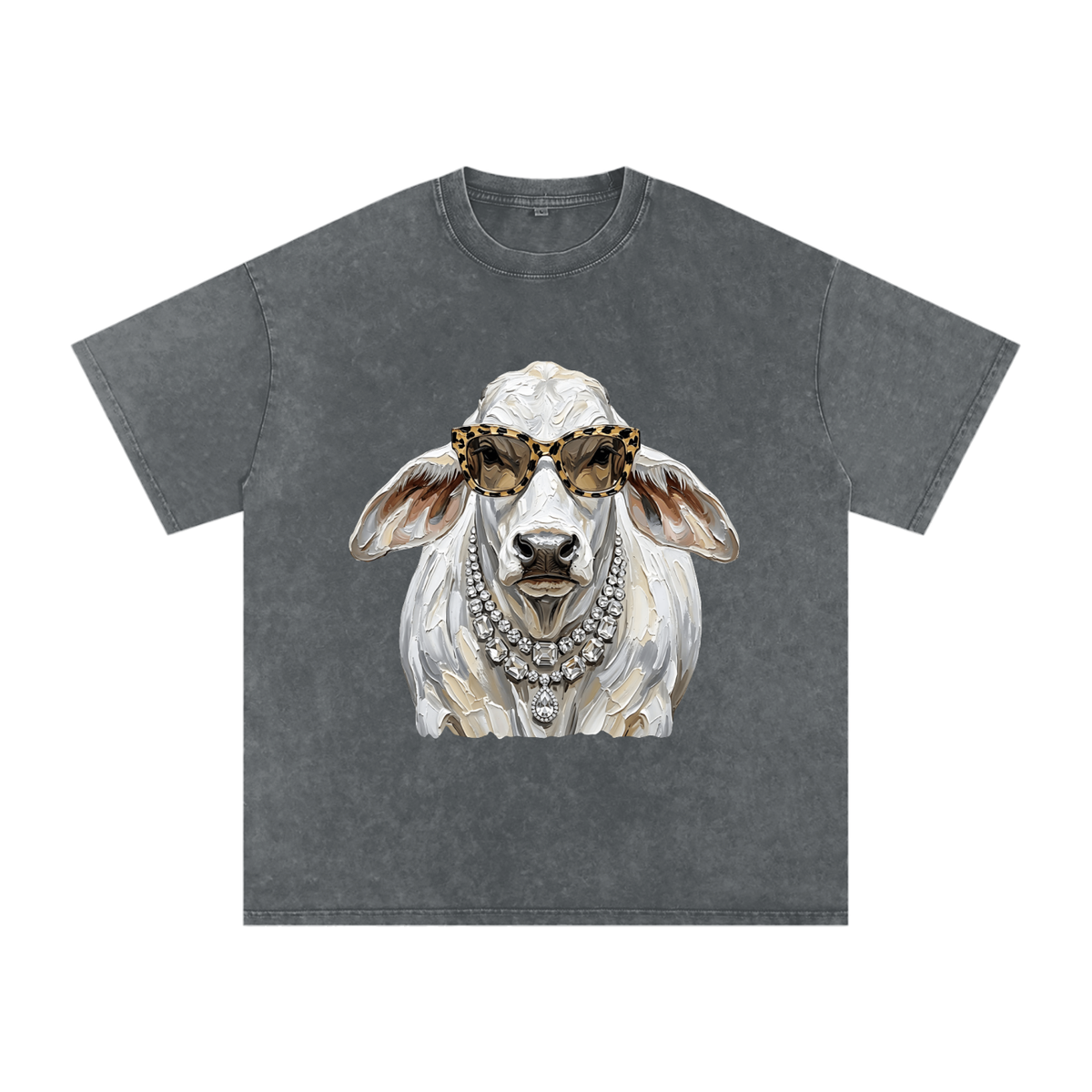 Glam Brahman Snow Washed Oversized Cotton T-Shirt