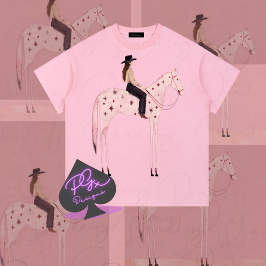 SITTIN’ PRETTY  IN PINK COWGIRL Vintage Wash Cotton T-Shirt