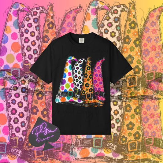 Colorful Witch Hats T-shirt | Polka Dot Halloween Illustration