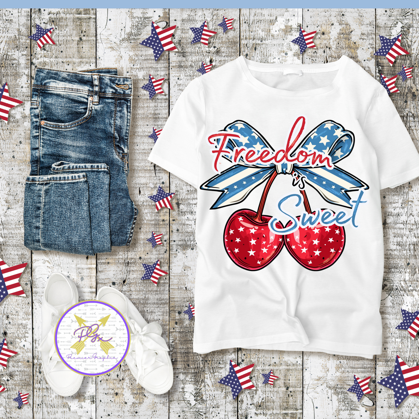 Freedom is Sweet Cherries RWB  Instant Download
