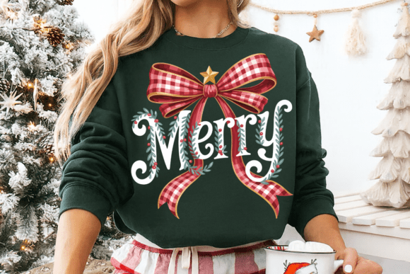 Merry Plaid Bow Digital Download