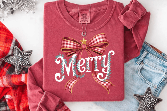 Merry Plaid Bow Digital Download