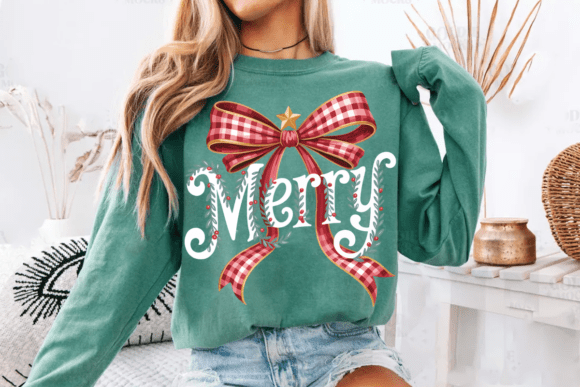 Merry Plaid Bow Digital Download