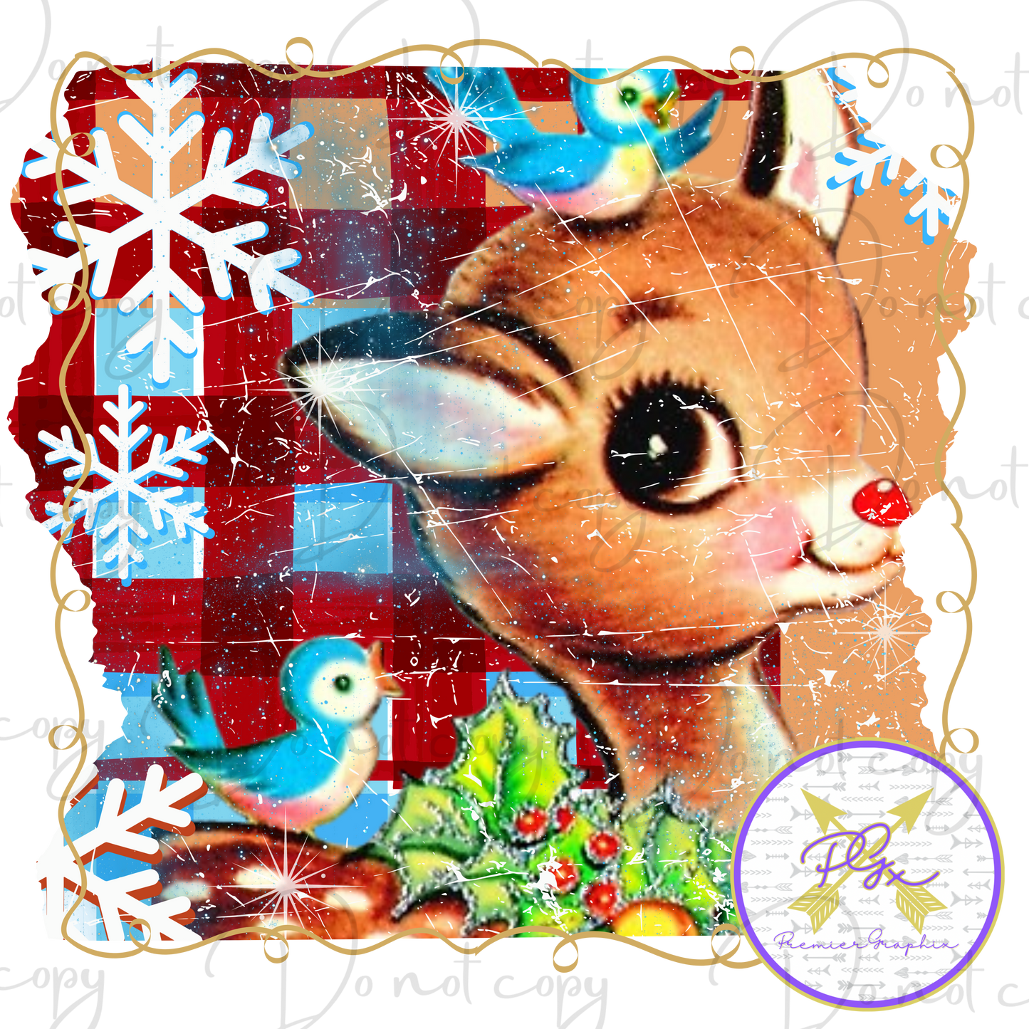 Rudolph Vintage Ribbon Frame