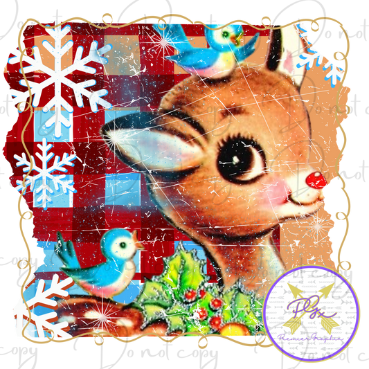 Rudolph Vintage Ribbon Frame