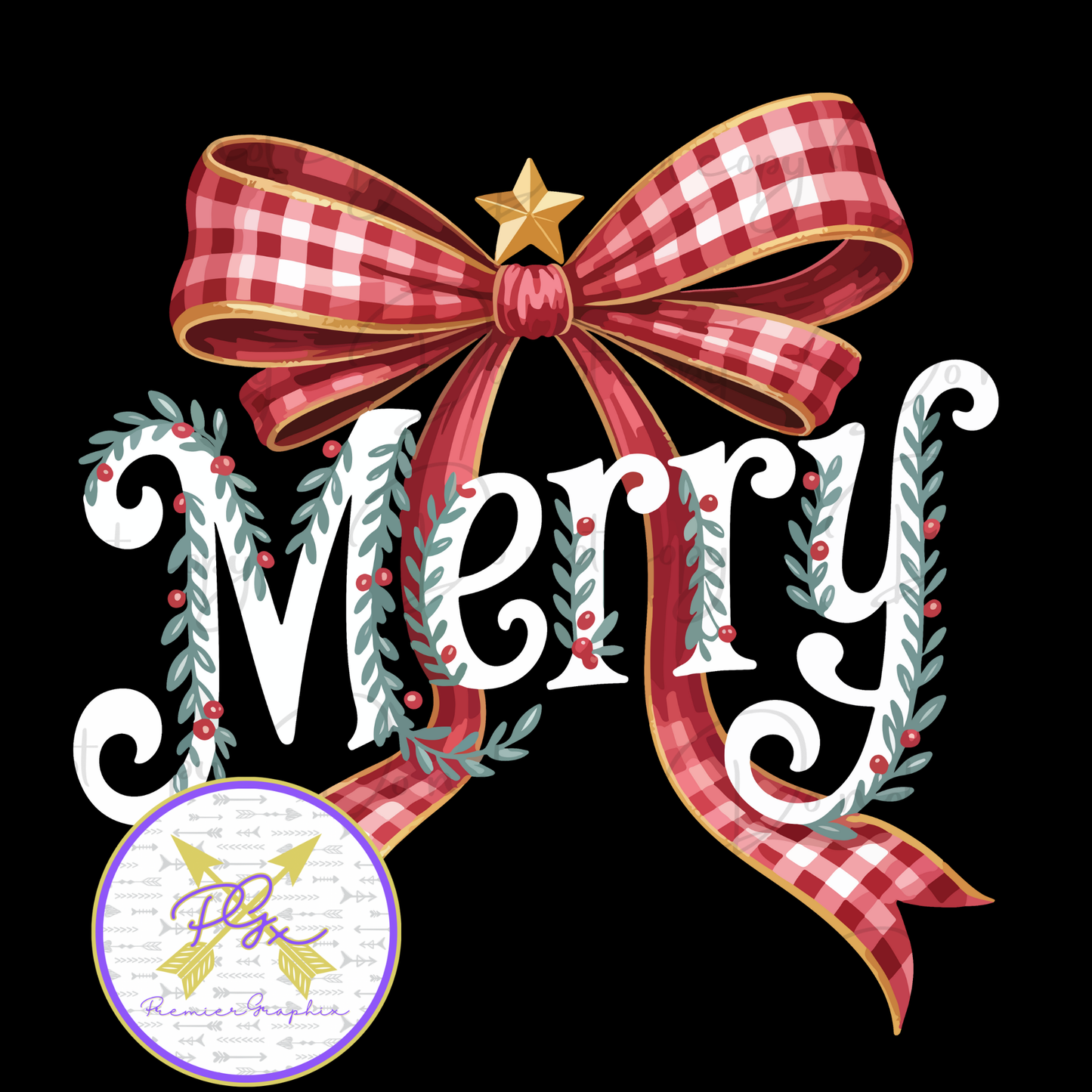 Merry Plaid Bow Digital Download