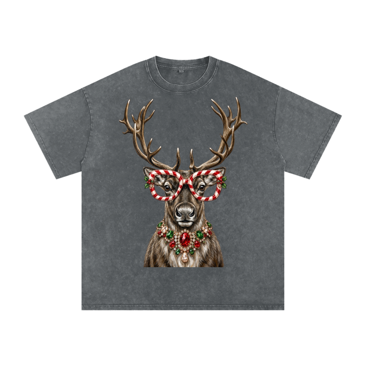 GLAM REINDEER Snow Washed Oversized Cotton T-Shirt